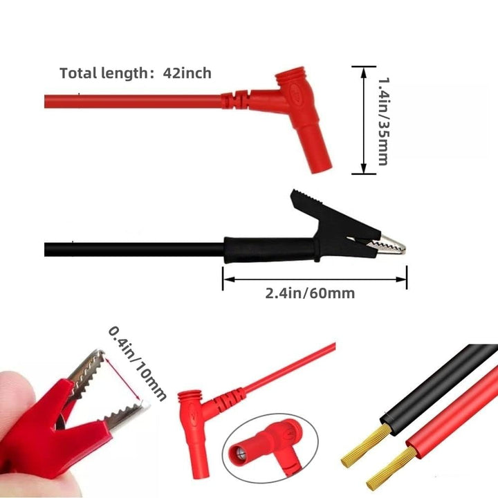2Pcs Multimeter Test Lead Accessory, Alligator Clips to Banana Plugs, 15A 1000V, 3.5ft Silicone Cable, Black & Red - Just Closeouts Canada Inc.X00440H4VV