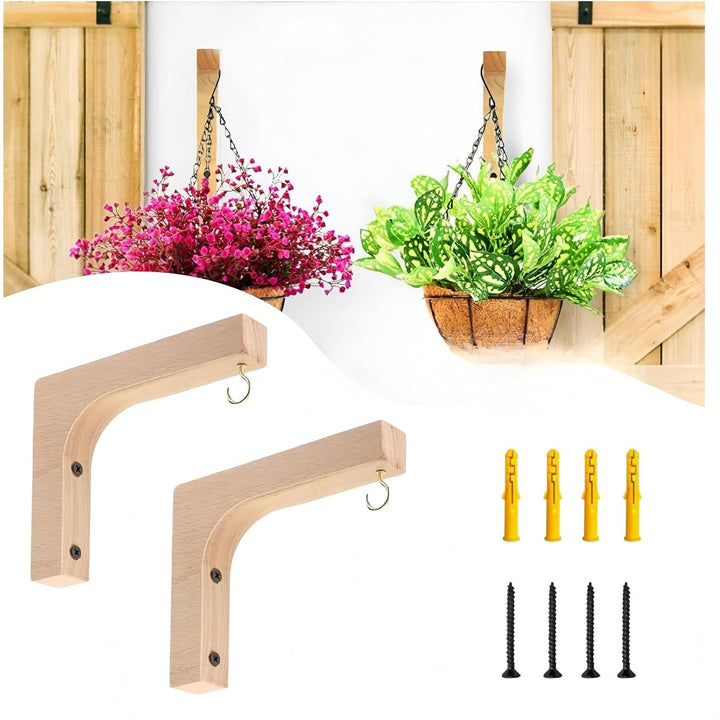 2Pcs Plant Wall Hangers Wooden Plant Hooks, Plant Hangers Indoor, for Planters Lanterns Flower Bracket Wind Chimes Decoration Hooks - Just Closeouts Canada Inc.