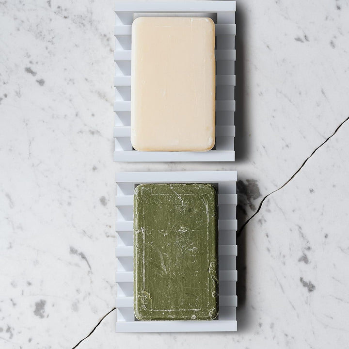 2Pcs Soap Dish Holder, Anti - Slide Bathroom Accessories Silicone Soap Case Saver, Sink Deck Bathtub Shower Dish Soap Drainer, Rectangular, Hand Craft, Silicone Holder for Soap, Sponges, Scrubber - Just Closeouts Canada Inc.