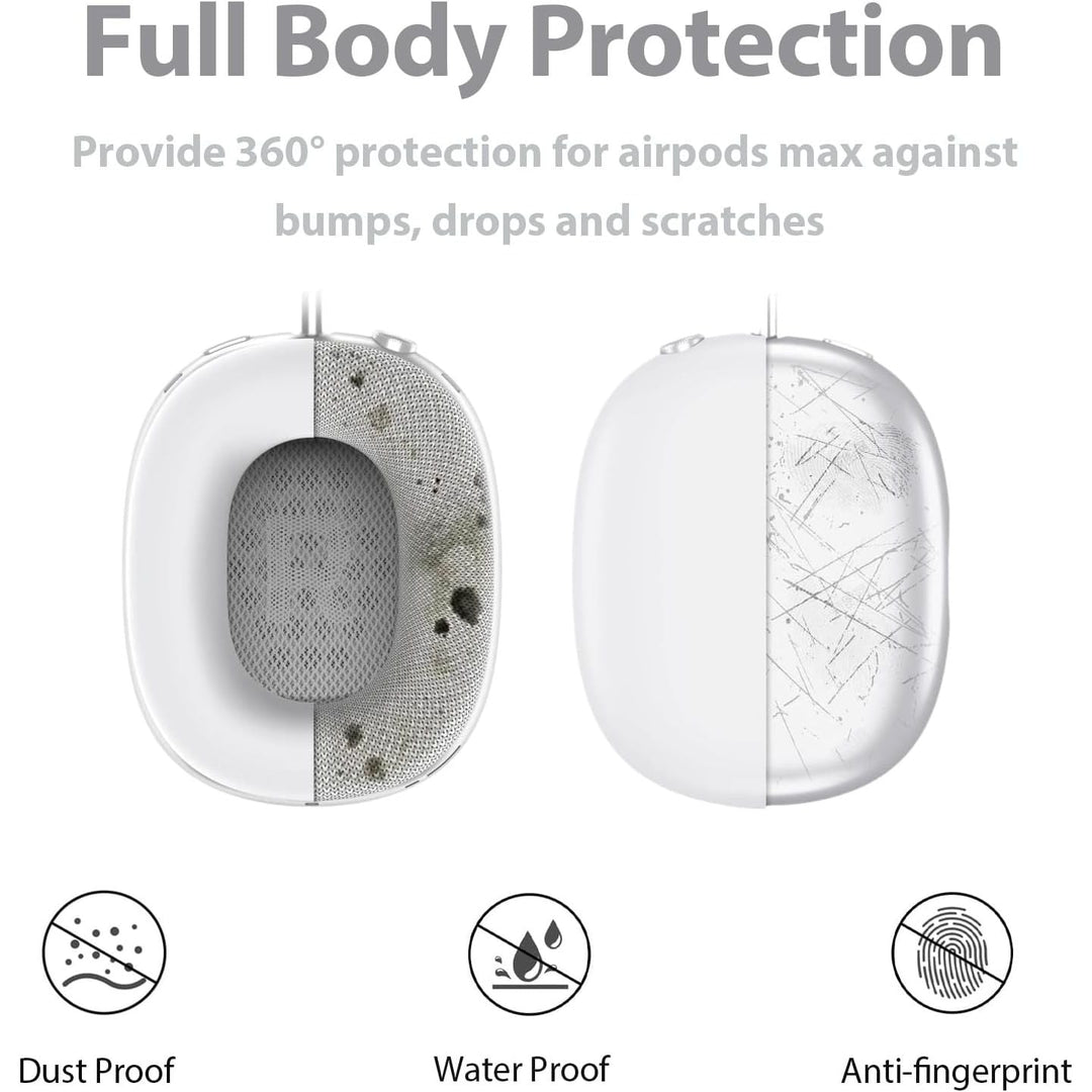 3 in 1 Silicone Case Cover for AirPods Max Headphones, Anti - Scratch Ear Pad/Ear Cups/Headband Cover for AirPod, Accessories Silicone Protector for Apple AirPods (White) - Just Closeouts Canada Inc.