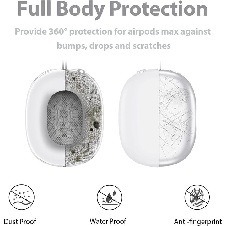 3 in 1 Silicone Case Cover for AirPods Max Headphones, Anti - Scratch Ear Pad/Ear Cups/Headband Cover for AirPod, Accessories Silicone Protector for Apple AirPods (White) - Just Closeouts Canada Inc.
