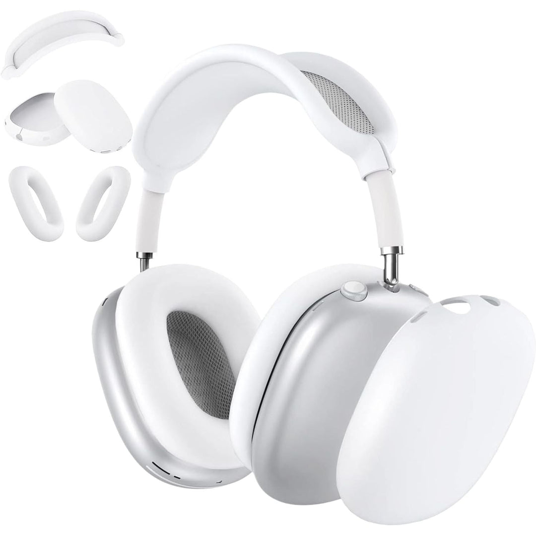 3 in 1 Silicone Case Cover for AirPods Max Headphones, Anti - Scratch Ear Pad/Ear Cups/Headband Cover for AirPod, Accessories Silicone Protector for Apple AirPods (White) - Just Closeouts Canada Inc.
