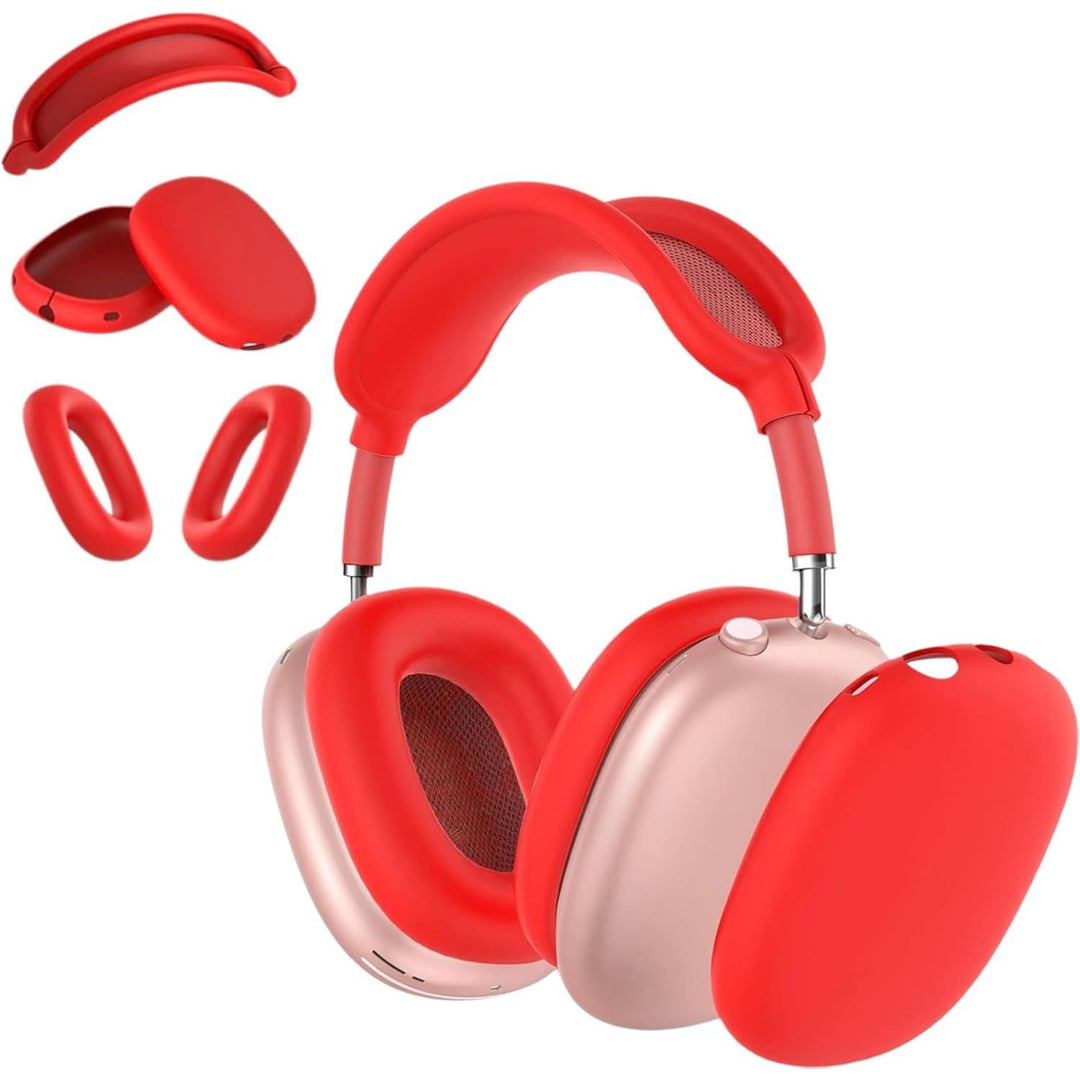 3 in 1 Silicone Case Cover for AirPods Max Headphones, Anti - Scratch Ear Pad/Ear Cups/Headband Cover for AirPod Max, Accessories Silicone Protector for Apple AirPods Max (Red) - Just Closeouts Canada Inc.