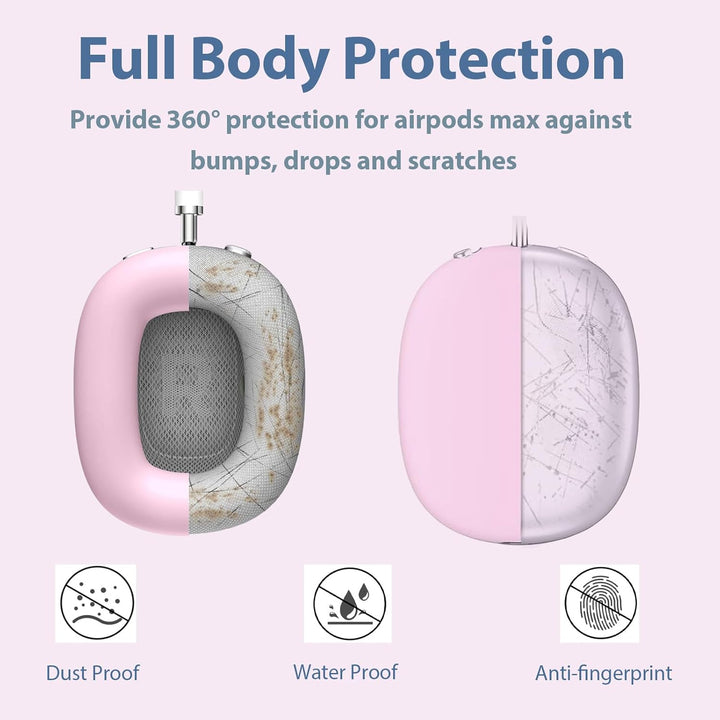 3 in 1 Silicone Case Cover for AirPods Max Headphones, Anti - Scratch Ear Pad/Ear Cups/Headband Cover for AirPod Max, Accessories Silicone Protector for Apple AirPods Max (Pink) - Just Closeouts Canada Inc.