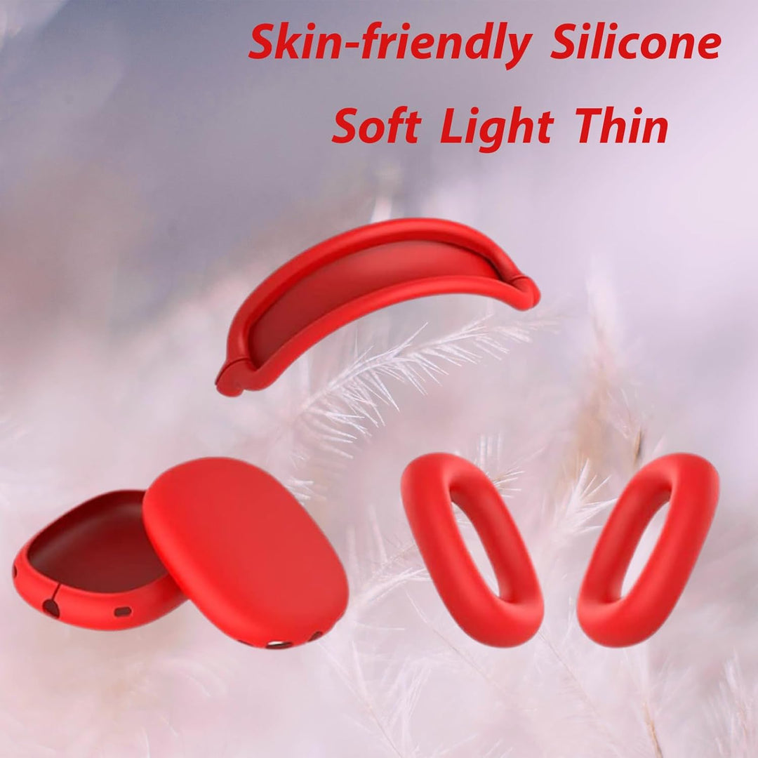 3 in 1 Silicone Case Cover for AirPods Max Headphones, Anti - Scratch Ear Pad/Ear Cups/Headband Cover for AirPod Max, Accessories Silicone Protector for Apple AirPods Max (Red) - Just Closeouts Canada Inc.