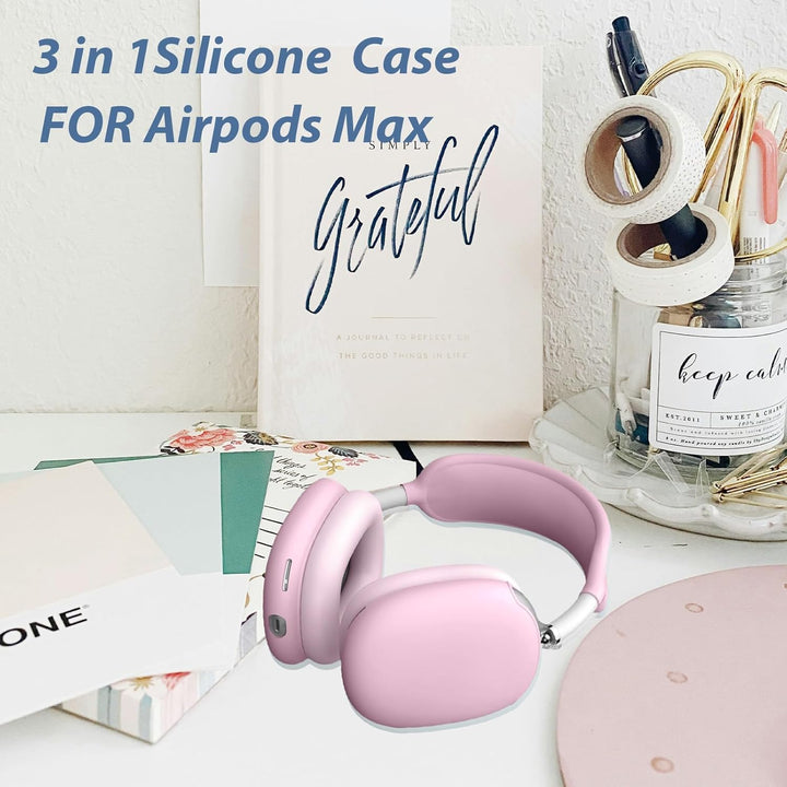 3 in 1 Silicone Case Cover for AirPods Max Headphones, Anti - Scratch Ear Pad/Ear Cups/Headband Cover for AirPod Max, Accessories Silicone Protector for Apple AirPods Max (Pink) - Just Closeouts Canada Inc.