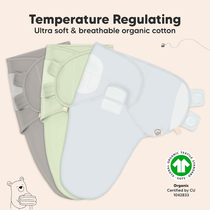 3 - Pack Organic Baby Swaddle Sleep Sacks - Swaddles for Newborns, Infant 0 - 3 Months, Baby Girls, Boys, Soft & Snug Newborn Sleep Sack, Nursery Swaddling Blankets, Easy to Use (Ripple) - Just Closeouts Canada Inc.