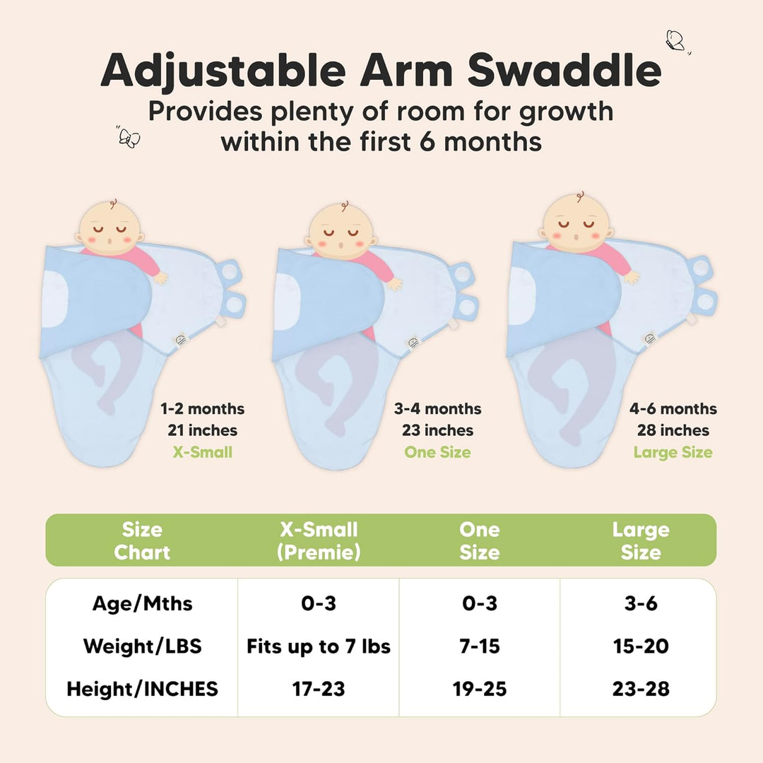3 - Pack Organic Baby Swaddle Sleep Sacks - Swaddles for Newborns, Infant 0 - 3 Months, Baby Girls, Boys, Soft & Snug Newborn Sleep Sack, Nursery Swaddling Blankets, Easy to Use (Ripple) - Just Closeouts Canada Inc.
