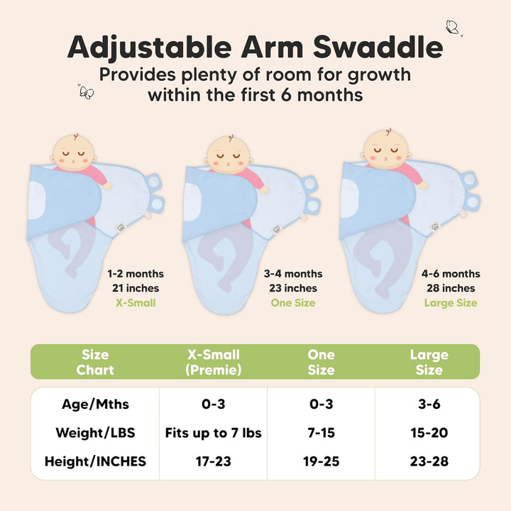 3 - Pack Organic Baby Swaddle Sleep Sacks - Swaddles for Newborns, Infant 0 - 3 Months, Baby Girls, Boys, Soft & Snug Newborn Sleep Sack, Nursery Swaddling Blankets, Easy to Use (Ripple) - Just Closeouts Canada Inc.