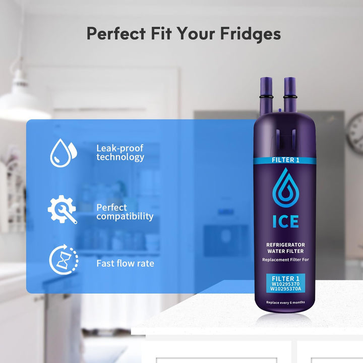 3 Pack W10295370a Refrigerator Water Filter Compatible with Whirlpool Water Filter 1,W10295370,EDR1RXD1,P4RFWB,Kenm0re 46 - 9081,Kenm0re 46 - 9930(Blue) - Just Closeouts Canada Inc.