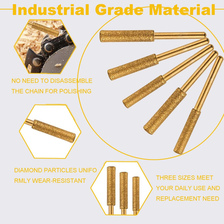 30 pcs Diamond Chainsaw Sharpener 1/8" Shank, Titanium Plated Burr Stone File in 3 Size Diamond Sharpening Wheels Chainsaw File for Electric Chain Saw. (5/32 inch, 3/16 inch, 7/32 inch) - Just Closeouts Canada Inc.