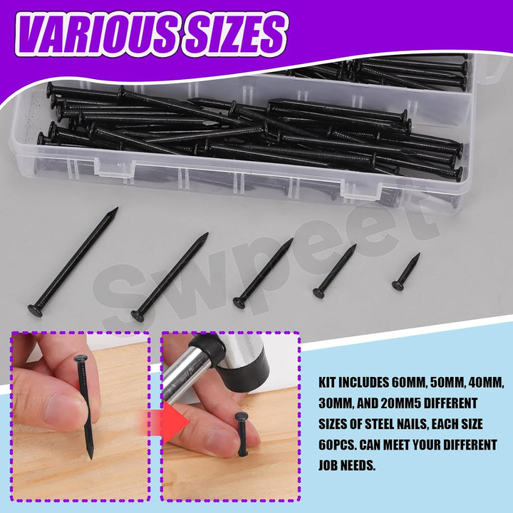 300-Piece Black Galvanized Nail Assortment, 5 Sizes - Just Closeouts Canada Inc.X004BW49ZB