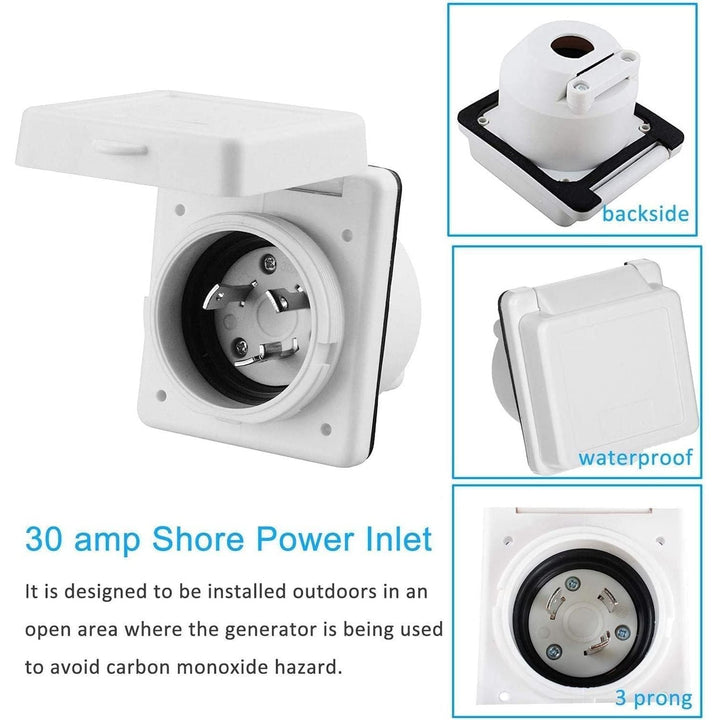 30AMP RV Power Inlet Receptacle, 125V RV Power Plug Twist Lock Inlet, RV Power Female Twist Locking Connector with Weatherproof Cover Boot for Trailer Boat Camper, RV Shore Power Inlet Plug Kit - Just Closeouts Canada Inc.
