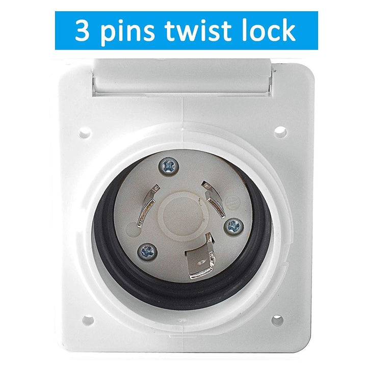 30AMP RV Power Inlet Receptacle, 125V RV Power Plug Twist Lock Inlet, RV Power Female Twist Locking Connector with Weatherproof Cover Boot for Trailer Boat Camper, RV Shore Power Inlet Plug Kit - Just Closeouts Canada Inc.