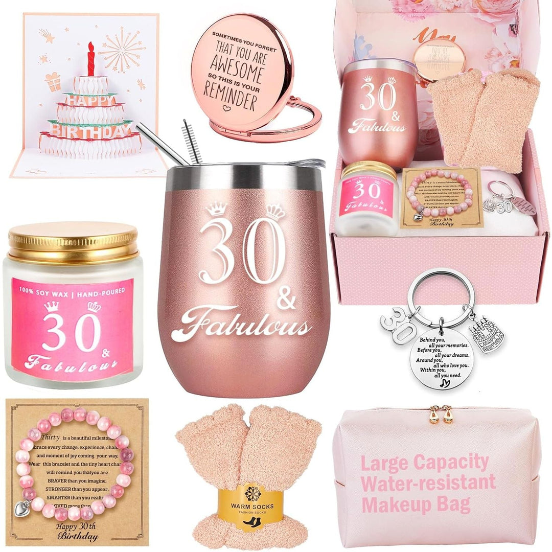 30th Birthday Gifts For Women, Happy 30 Year Old Birthday Basket Gifts Box for Her Friends Female Mom Wife Daughter Sister Girlfriend Coworker Bestie Women Birthday Unique - Just Closeouts Canada Inc.X004D3W275