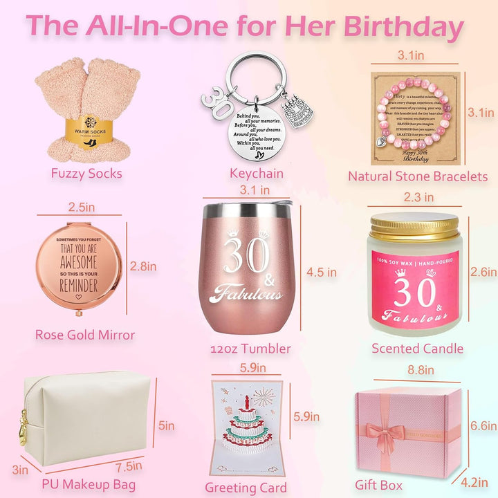 30th Birthday Gifts For Women, Happy 30 Year Old Birthday Basket Gifts Box for Her Friends Female Mom Wife Daughter Sister Girlfriend Coworker Bestie Women Birthday Unique - Just Closeouts Canada Inc.X004D3W275