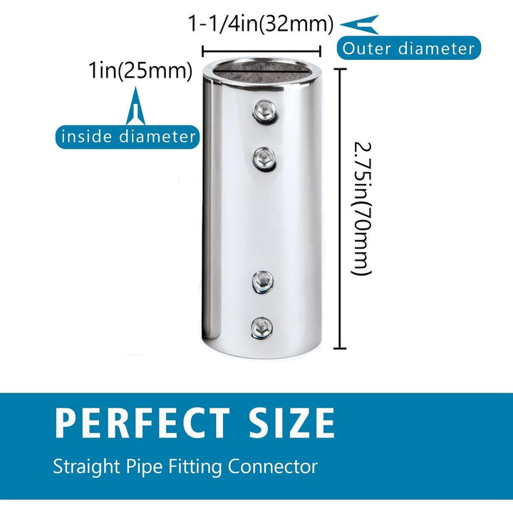 316 Stainless Steel Straight Handrail Connectors – 25 mm, 2 Pack - Just Closeouts Canada Inc.
