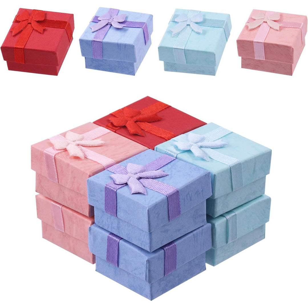 32 Mini Jewelry Gift Boxes with Ribbon Bows, 4 Colours - Just Closeouts Canada Inc.X0045JSU91