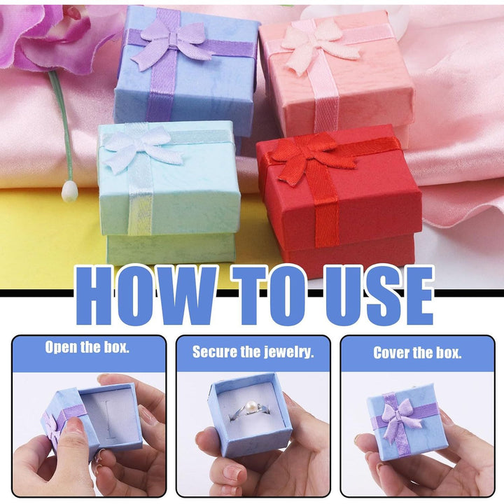32 Mini Jewelry Gift Boxes with Ribbon Bows, 4 Colours - Just Closeouts Canada Inc.X0045JSU91