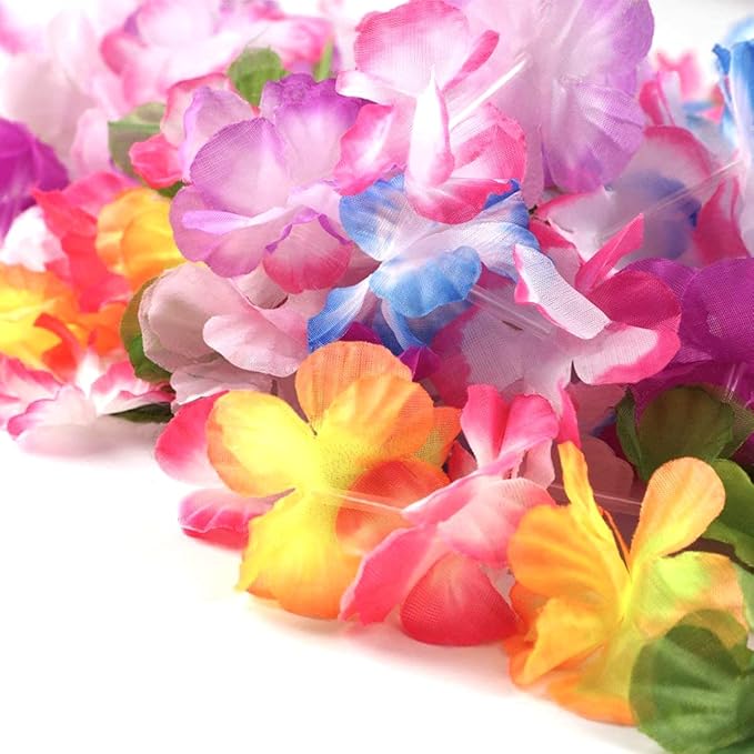 32pcs Hawaiian Leis Party Decorations, Necklace Flowers Bracelets Headband, Tropical Hawaiian Party Night Bar Vacation - Just Closeouts Canada Inc.