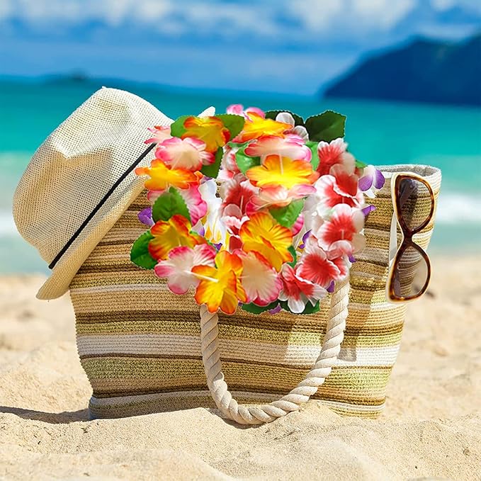 32pcs Hawaiian Leis Party Decorations, Necklace Flowers Bracelets Headband, Tropical Hawaiian Party Night Bar Vacation - Just Closeouts Canada Inc.