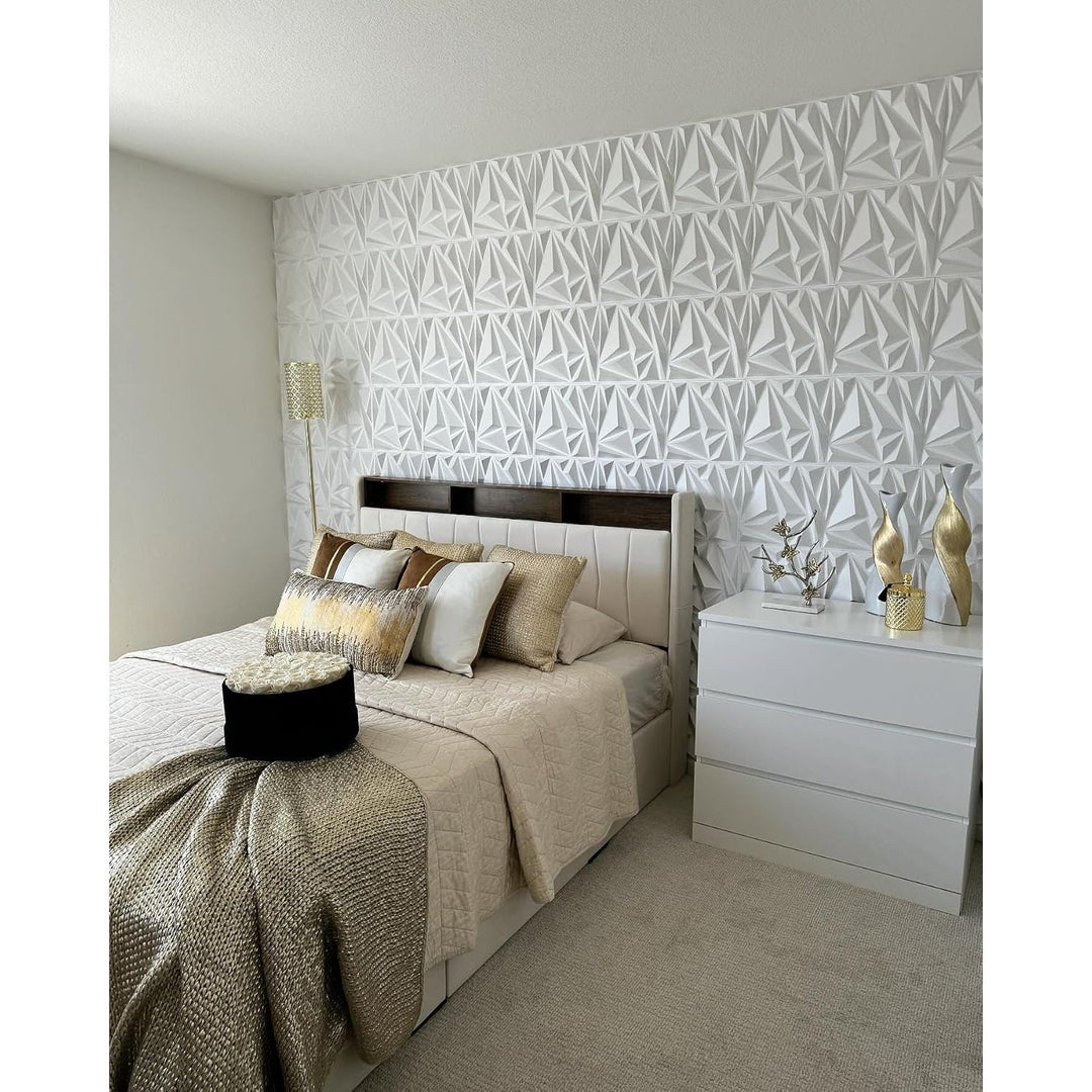 33-Piece White Diamond 3D Wall Panel Set, 12 x 12 in. - Just Closeouts Canada Inc.