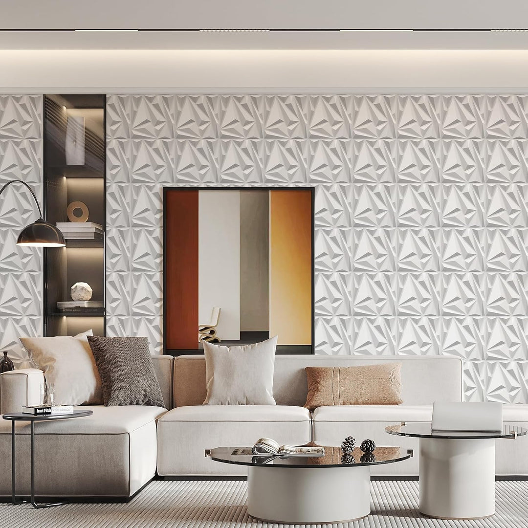 33-Piece White Diamond 3D Wall Panel Set, 12 x 12 in. - Just Closeouts Canada Inc.