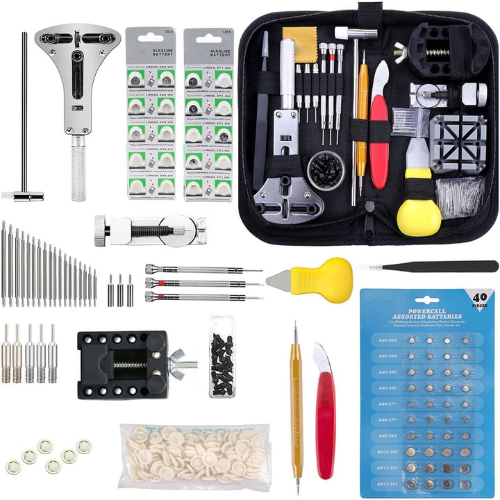 342pcs Watch Repair Kit, Watch Repair Tools Professional Spring Bar Tool Set, Watch Band Link Pin Tool Set with Carrying Case, Watch Battery Replacement Kit, Finger Protectors - Watch Tool Set - Just Closeouts Canada Inc.