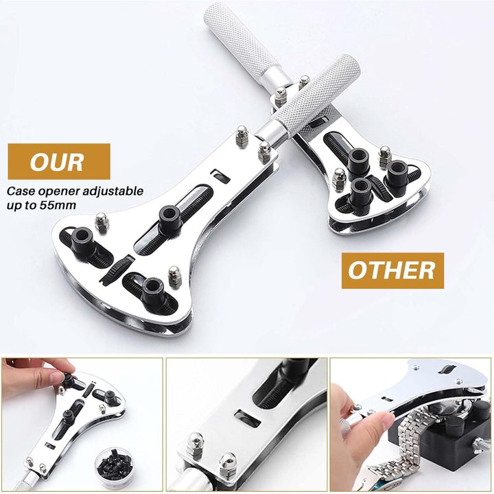 342pcs Watch Repair Kit, Watch Repair Tools Professional Spring Bar Tool Set, Watch Band Link Pin Tool Set with Carrying Case, Watch Battery Replacement Kit, Finger Protectors - Watch Tool Set - Just Closeouts Canada Inc.