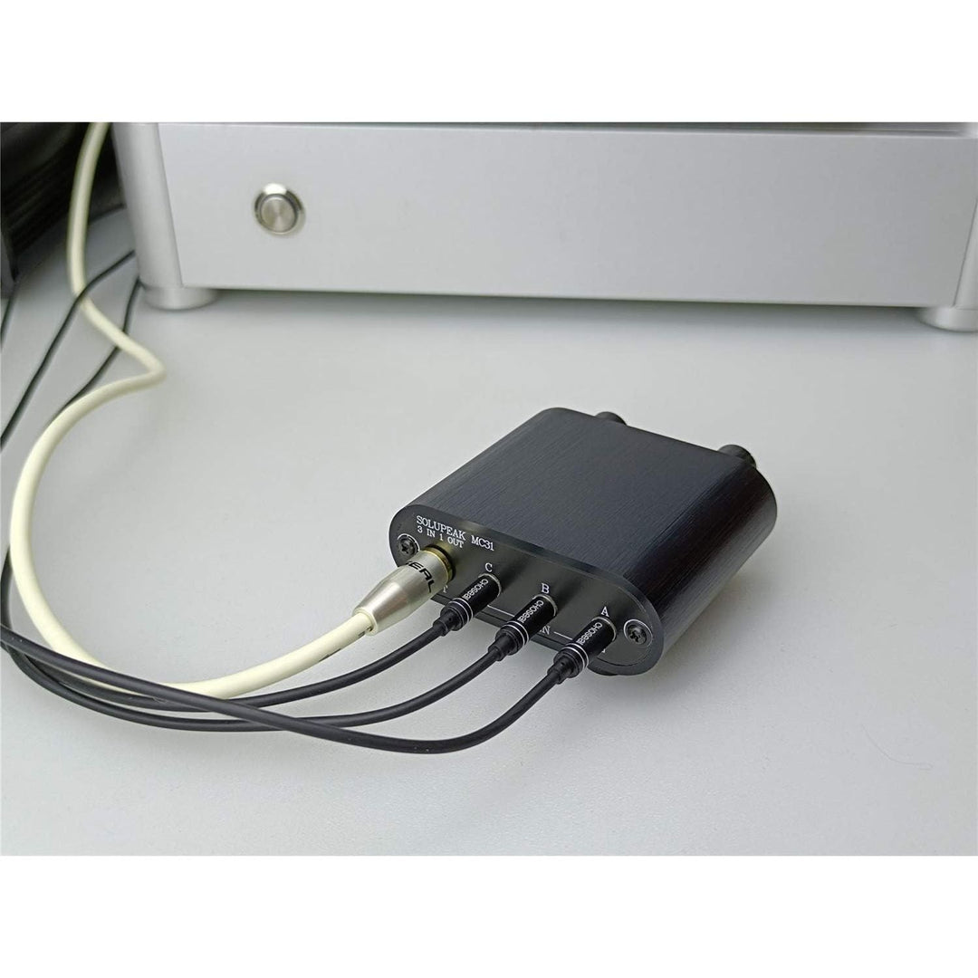 3.5mm Audio Switch with line Volume Controller, 3 in 1 Out 1/8" aux switcher Splitter selector Box, Mini Inline Headphone attenuator Volume Control knob - MC31 - Just Closeouts Canada Inc.