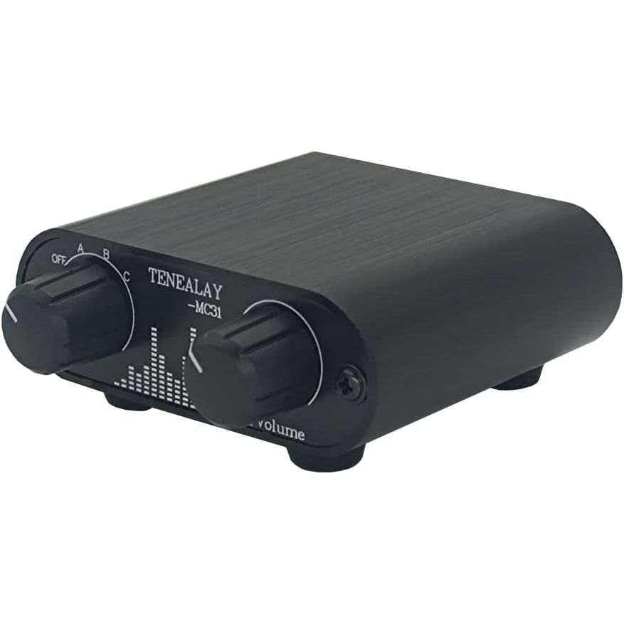 3.5mm Audio Switch with line Volume Controller, 3 in 1 Out 1/8" aux switcher Splitter selector Box, Mini Inline Headphone attenuator Volume Control knob - MC31 - Just Closeouts Canada Inc.