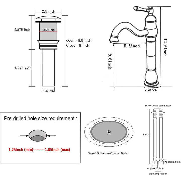 360° Swivel Chrome Single Handle One Hole Bathroom Sink Faucet Matching with Pop Up Drain - Just Closeouts Canada Inc.
