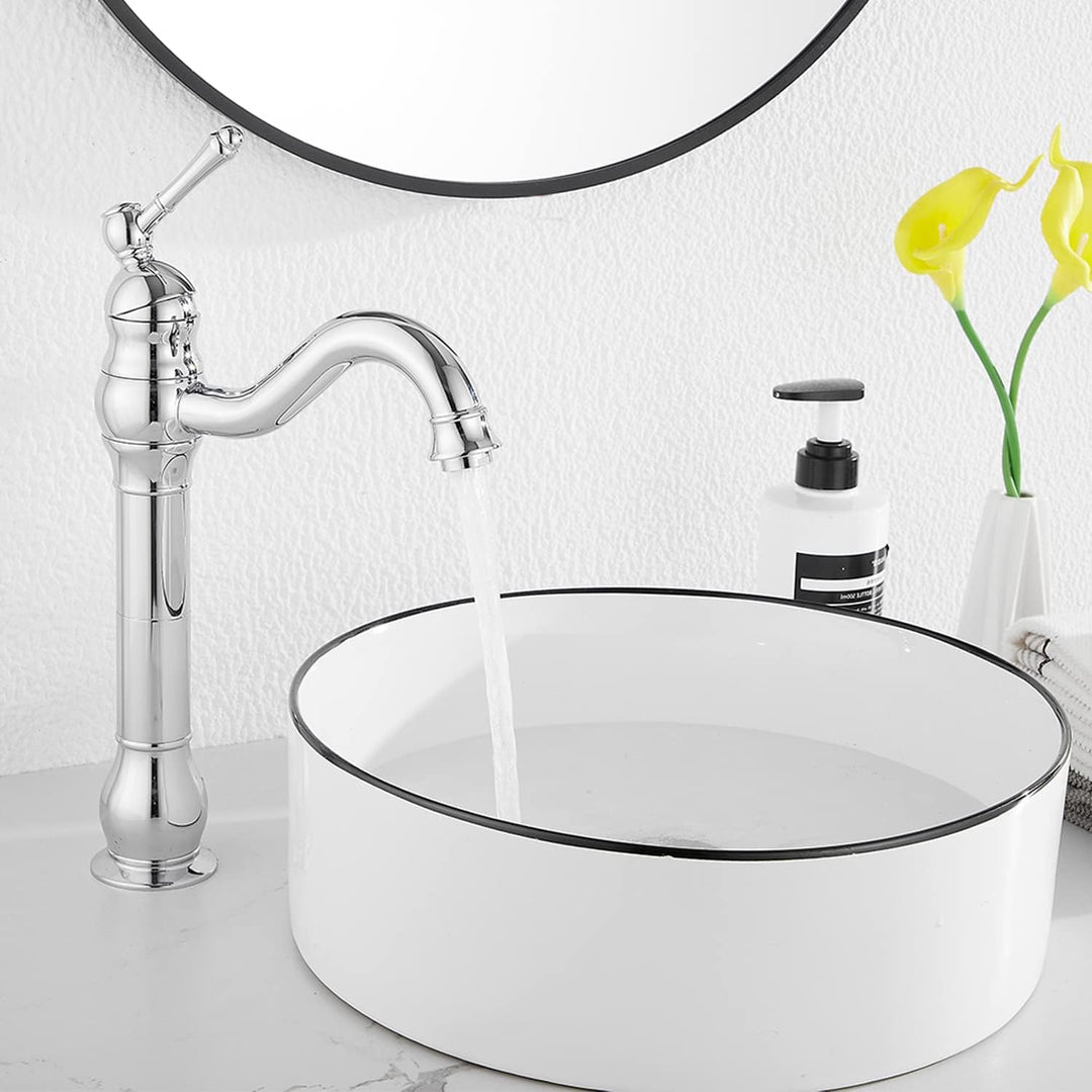 360° Swivel Chrome Single Handle One Hole Bathroom Sink Faucet Matching with Pop Up Drain - Just Closeouts Canada Inc.