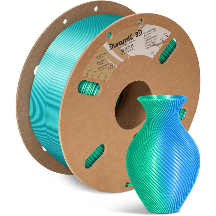 3D PLA Filament 1.75mm 1kg Spool, Jam - Free High Stifness 3D Printing Filament with Cardboard Spool, No - Tangling No - Clogging Dimensional Accuracy 99% +/ - 0.03 mm Silk Blue Green - Just Closeouts Canada Inc.