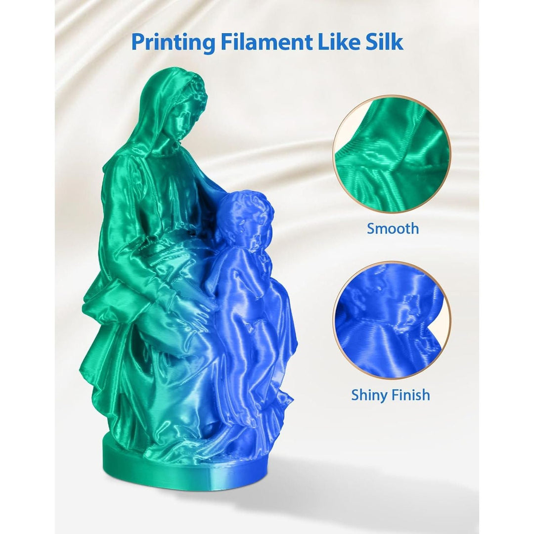 3D PLA Filament 1.75mm 1kg Spool, Jam - Free High Stifness 3D Printing Filament with Cardboard Spool, No - Tangling No - Clogging Dimensional Accuracy 99% +/ - 0.03 mm Silk Blue Green - Just Closeouts Canada Inc.