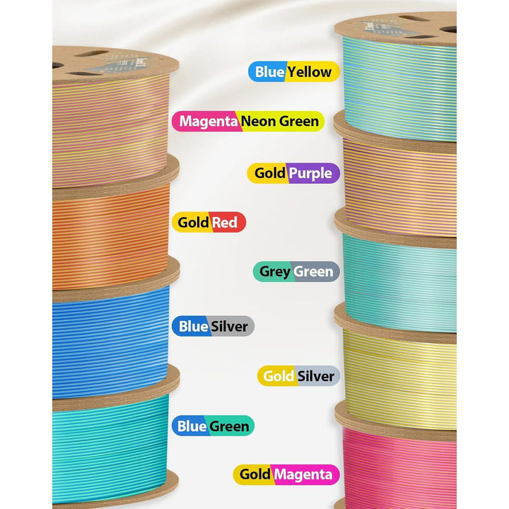 3D PLA Filament 1.75mm 1kg Spool, Jam - Free High Stifness 3D Printing Filament with Cardboard Spool, No - Tangling No - Clogging Dimensional Accuracy 99% +/ - 0.03 mm Silk Blue Green - Just Closeouts Canada Inc.