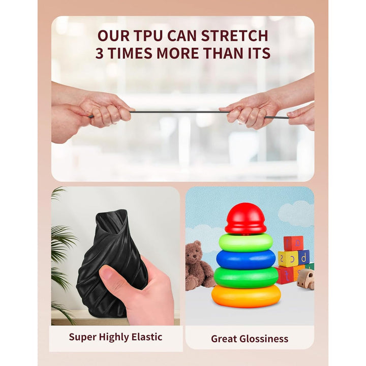 3D TPU Filament 1.75mm Black, TPU Flexible Filament 95A, Soft TPU 3D Printing Filament, 1kg Spool, Dimensional Accuracy +/ - 0.05mm, Black 1 Pack - Just Closeouts Canada Inc.