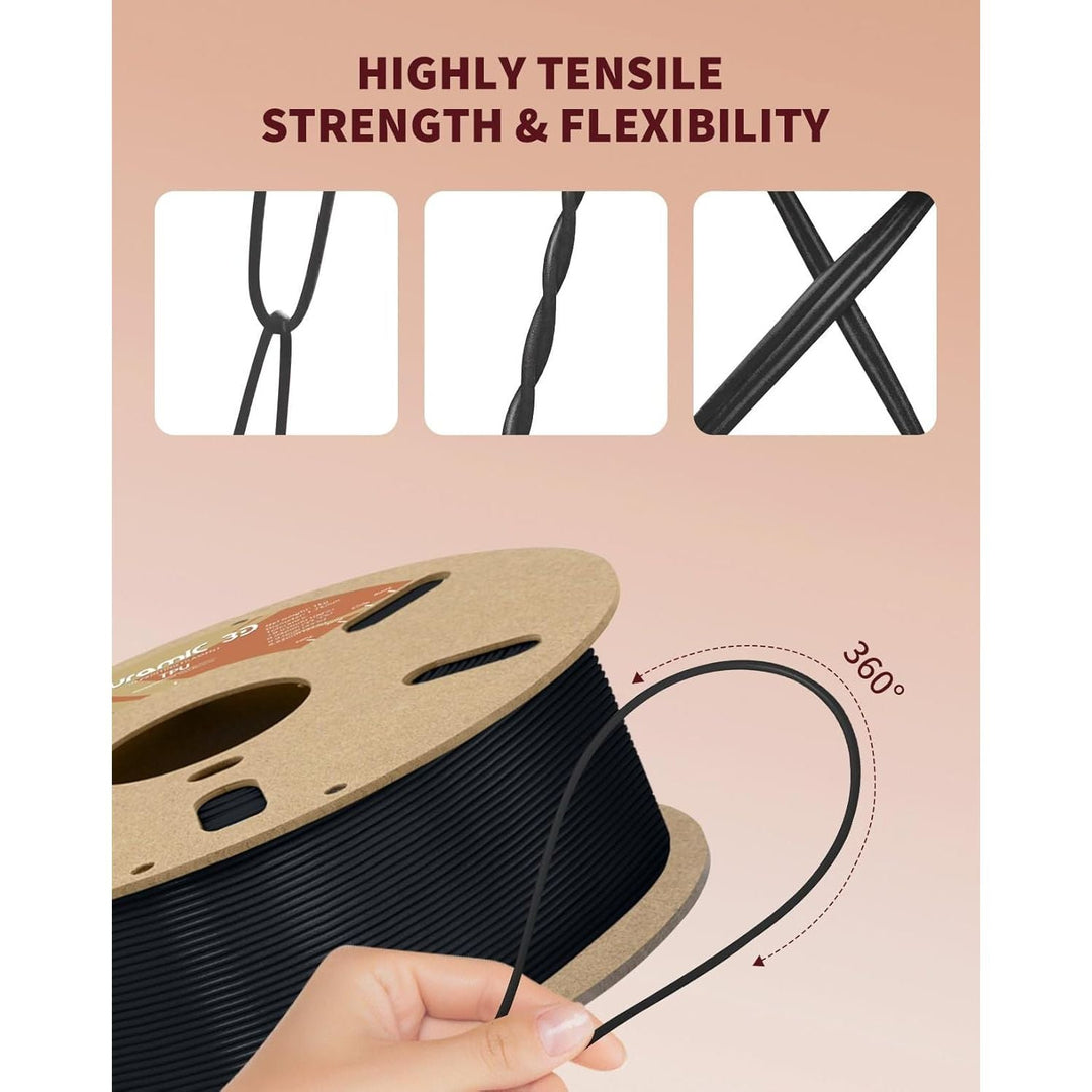 3D TPU Filament 1.75mm Black, TPU Flexible Filament 95A, Soft TPU 3D Printing Filament, 1kg Spool, Dimensional Accuracy +/ - 0.05mm, Black 1 Pack - Just Closeouts Canada Inc.