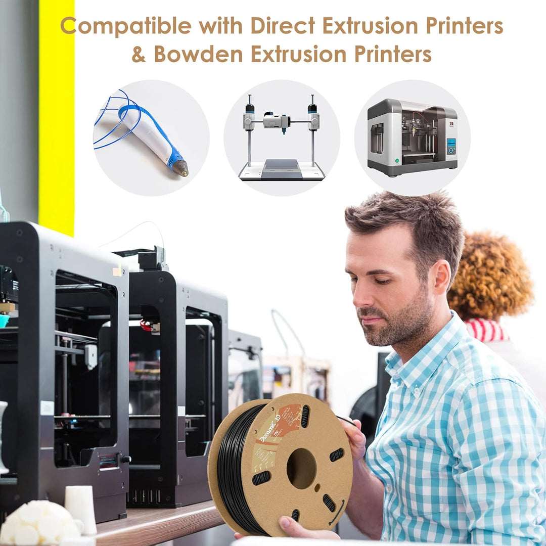 3D TPU Filament 1.75mm Black, TPU Flexible Filament 95A, Soft TPU 3D Printing Filament, 1kg Spool, Dimensional Accuracy +/ - 0.05mm, Black 2 Pack - Just Closeouts Canada Inc.