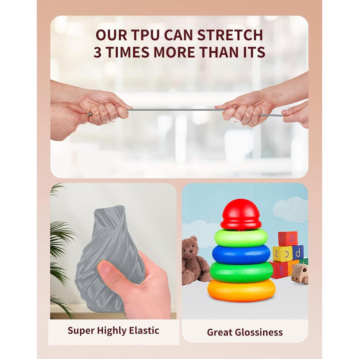 3D TPU Filament 1.75mm Gray, TPU Flexible Filament 95A, Soft TPU 3D Printing Filament, 1kg Spool, Dimensional Accuracy +/ - 0.05mm, Gray 1 Pack - Just Closeouts Canada Inc.