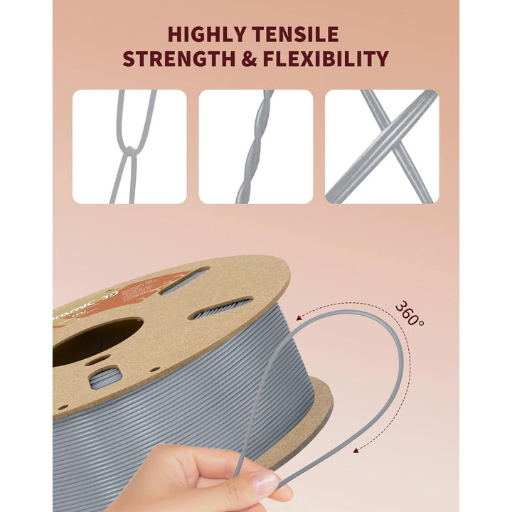 3D TPU Filament 1.75mm Gray, TPU Flexible Filament 95A, Soft TPU 3D Printing Filament, 1kg Spool, Dimensional Accuracy +/ - 0.05mm, Gray 1 Pack - Just Closeouts Canada Inc.