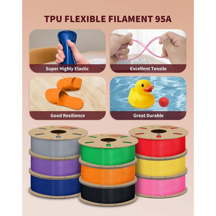3D TPU Filament 1.75mm Gray, TPU Flexible Filament 95A, Soft TPU 3D Printing Filament, 1kg Spool, Dimensional Accuracy +/ - 0.05mm, Gray 1 Pack - Just Closeouts Canada Inc.