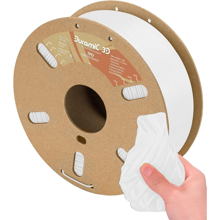 3D TPU Filament 1.75mm White, TPU Flexible Filament 95A, Soft TPU 3D Printing Filament, 1kg Spool, Dimensional Accuracy +/ - 0.05mm, White 1 Pack - Just Closeouts Canada Inc.