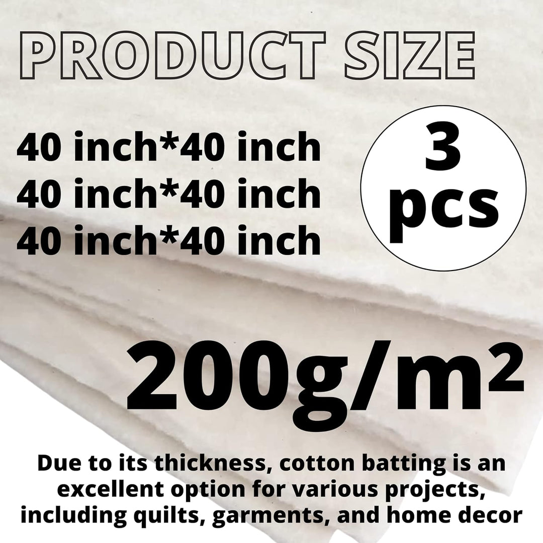3PCS Cotton Batting for Quilting 101 x 101 cm Quilting Batting for Upholstery Cotton for Sewing - Just Closeouts Canada Inc.