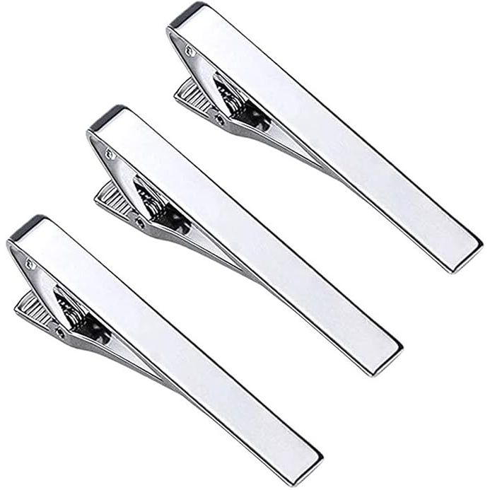 3PCS Men's Silver Classic Tie Clip - Business Shirt Slim Fit Tie Bar for Wedding and Daily Life for Father, Lover, Friends and Husband - Just Closeouts Canada Inc.