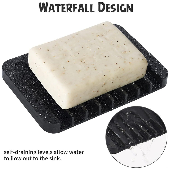 3PCS Self Draining Soap Holder, Premium Silicone Soap Dish, Soap Saver for Shower, Bathroom, Kitchen, Bath Tub, Sponges,Keep Soap Bars Dry Clean,Easy Clean,Extend Soap Life - Just Closeouts Canada Inc.