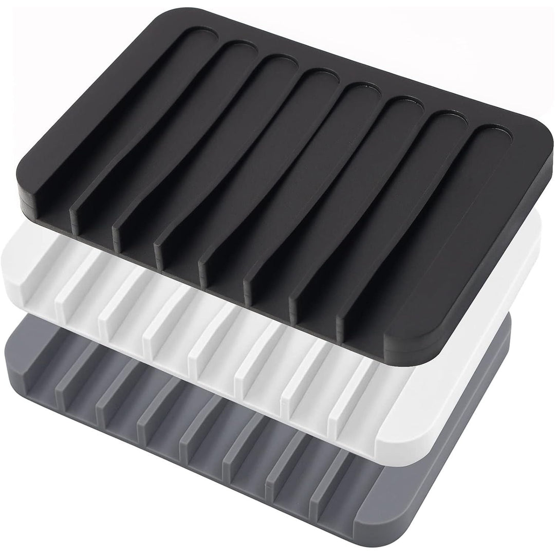 3PCS Self Draining Soap Holder, Premium Silicone Soap Dish, Soap Saver for Shower, Bathroom, Kitchen, Bath Tub, Sponges,Keep Soap Bars Dry Clean,Easy Clean,Extend Soap Life - Just Closeouts Canada Inc.