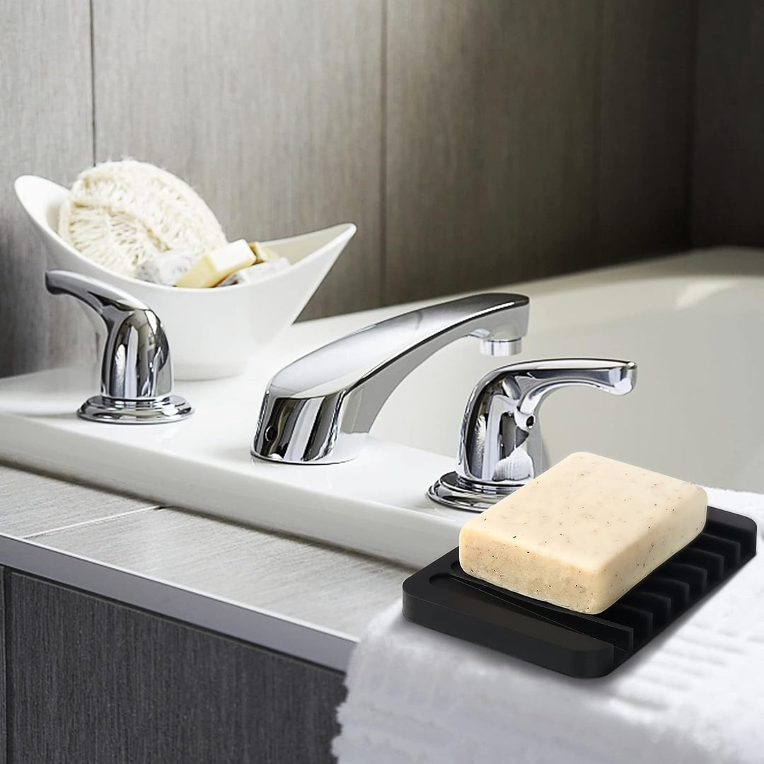 3PCS Self Draining Soap Holder, Premium Silicone Soap Dish, Soap Saver for Shower, Bathroom, Kitchen, Bath Tub, Sponges,Keep Soap Bars Dry Clean,Easy Clean,Extend Soap Life - Just Closeouts Canada Inc.