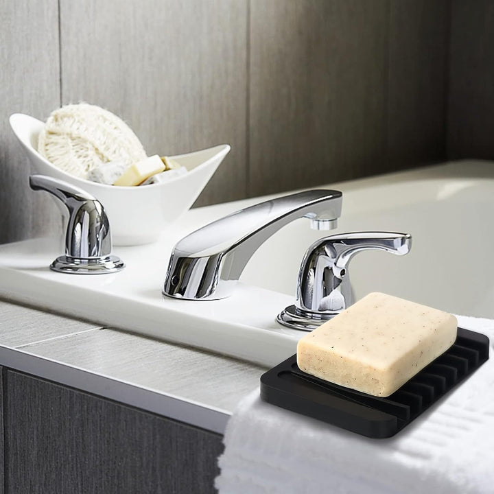 3PCS Self Draining Soap Holder, Premium Silicone Soap Dish, Soap Saver for Shower, Bathroom, Kitchen, Bath Tub, Sponges,Keep Soap Bars Dry Clean,Easy Clean,Extend Soap Life - Just Closeouts Canada Inc.