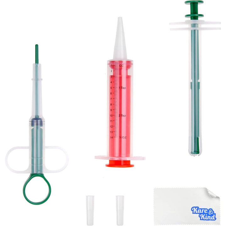 3X Pet Pill Feeder - Medicine Dispenser Tool - Syringe Popper for Tablet, Pill, Capsules - Use for Water, Milk Formula, Powder - Ideal for Kittens, Puppies, Dogs, Cats, Newborn Animals - Just Closeouts Canada Inc.